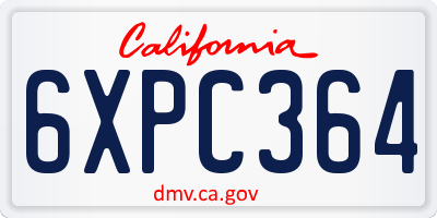 CA license plate 6XPC364