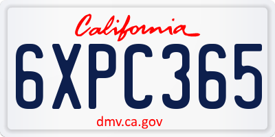 CA license plate 6XPC365