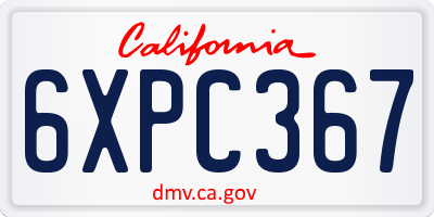 CA license plate 6XPC367