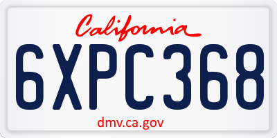 CA license plate 6XPC368