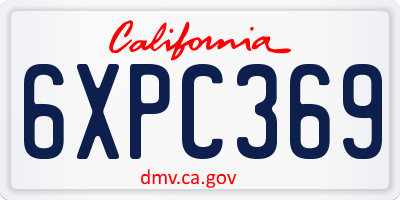 CA license plate 6XPC369