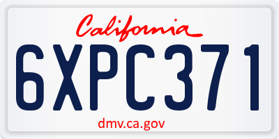 CA license plate 6XPC371