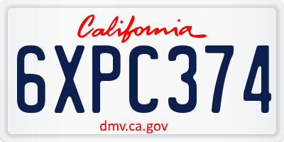 CA license plate 6XPC374