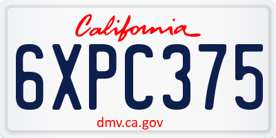 CA license plate 6XPC375