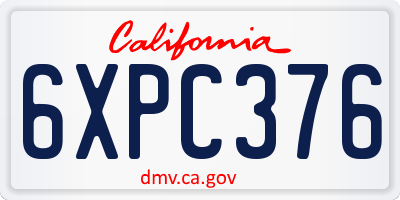 CA license plate 6XPC376