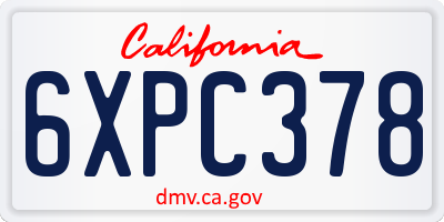 CA license plate 6XPC378
