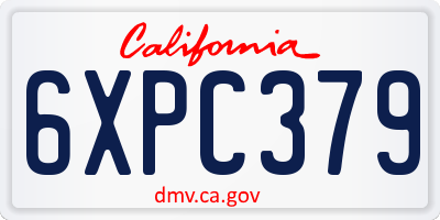 CA license plate 6XPC379