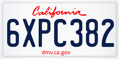 CA license plate 6XPC382