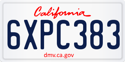 CA license plate 6XPC383