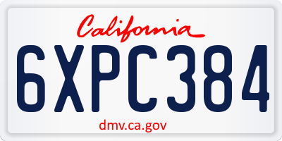CA license plate 6XPC384