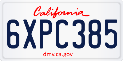 CA license plate 6XPC385
