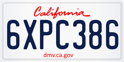 CA license plate 6XPC386