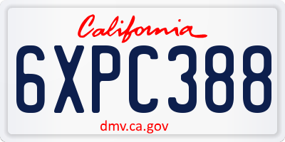 CA license plate 6XPC388