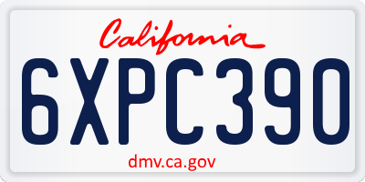 CA license plate 6XPC390