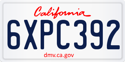 CA license plate 6XPC392