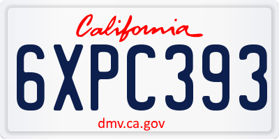 CA license plate 6XPC393