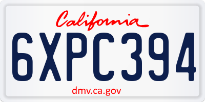 CA license plate 6XPC394