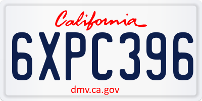 CA license plate 6XPC396