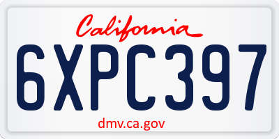 CA license plate 6XPC397