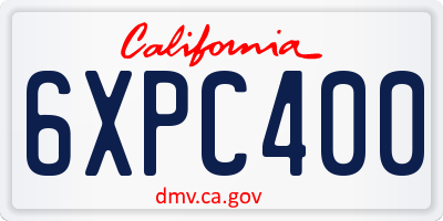 CA license plate 6XPC400