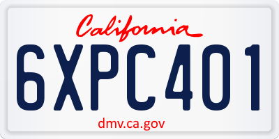 CA license plate 6XPC401