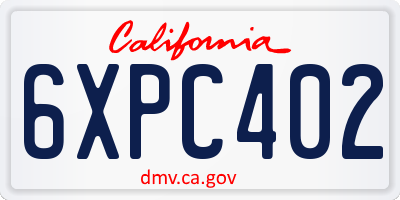 CA license plate 6XPC402