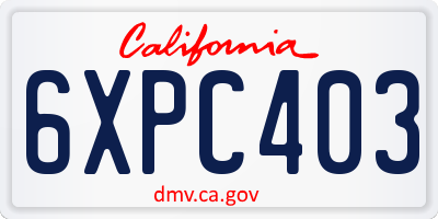 CA license plate 6XPC403