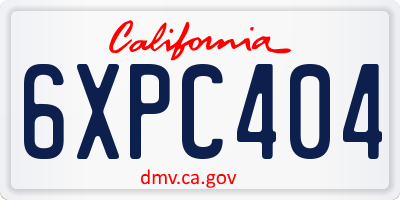 CA license plate 6XPC404