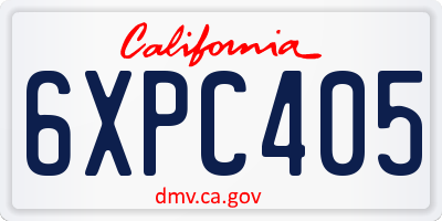 CA license plate 6XPC405
