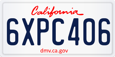 CA license plate 6XPC406