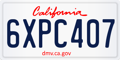 CA license plate 6XPC407