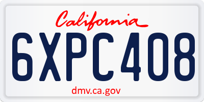 CA license plate 6XPC408