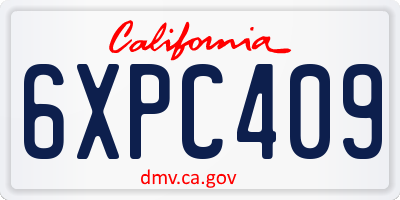 CA license plate 6XPC409
