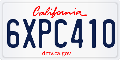 CA license plate 6XPC410