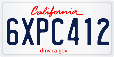 CA license plate 6XPC412