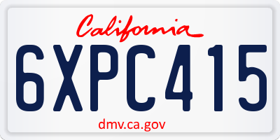 CA license plate 6XPC415
