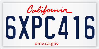 CA license plate 6XPC416