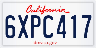 CA license plate 6XPC417