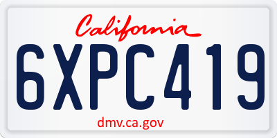 CA license plate 6XPC419