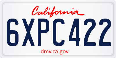 CA license plate 6XPC422