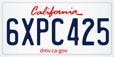 CA license plate 6XPC425