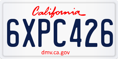 CA license plate 6XPC426