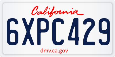 CA license plate 6XPC429