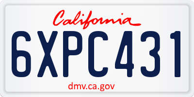 CA license plate 6XPC431