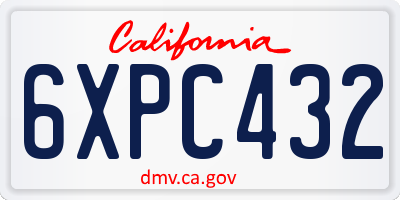 CA license plate 6XPC432