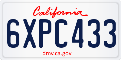 CA license plate 6XPC433
