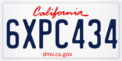 CA license plate 6XPC434