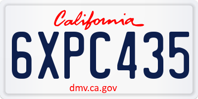 CA license plate 6XPC435