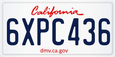 CA license plate 6XPC436
