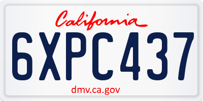 CA license plate 6XPC437